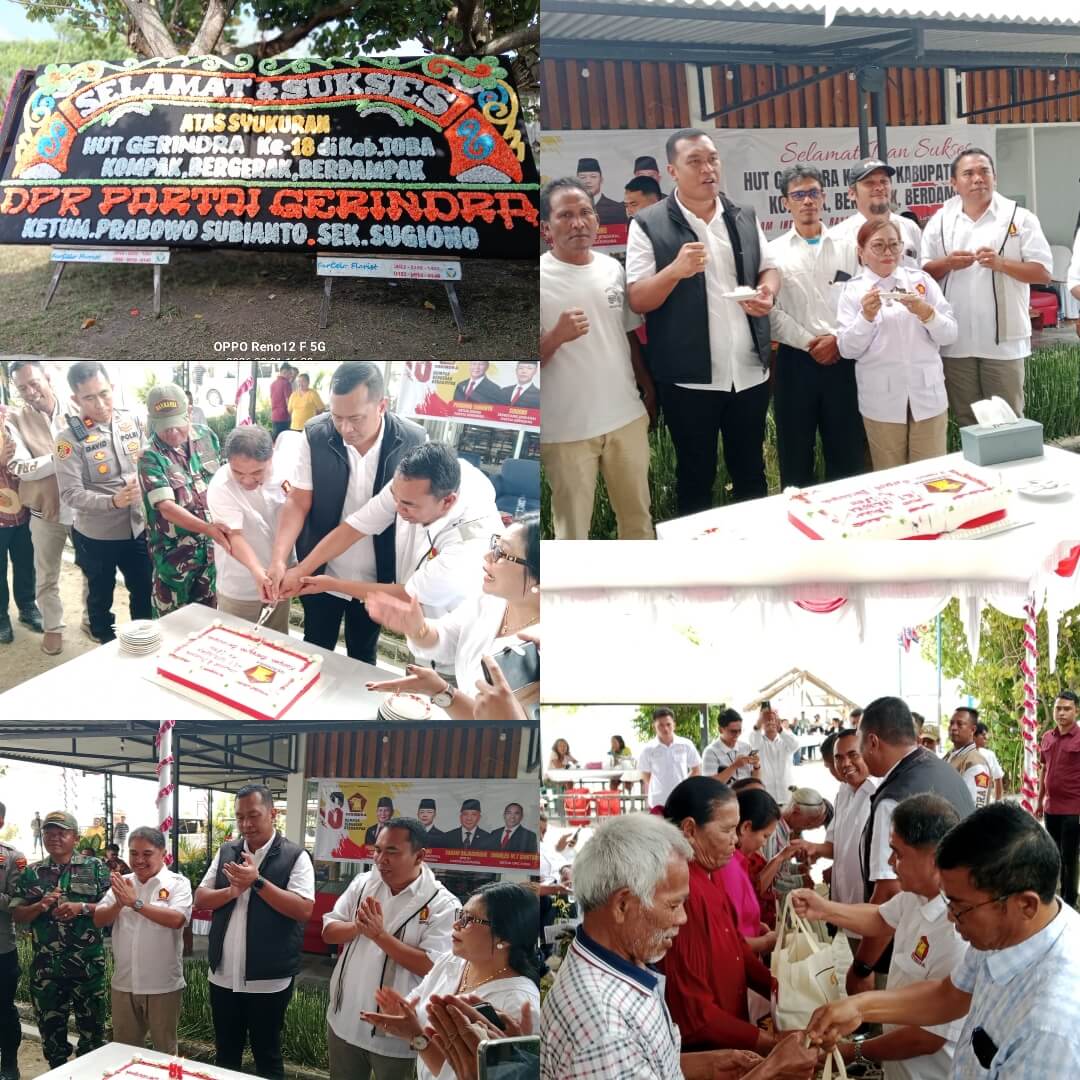 HUT ke-18 Gerindra Toba Bersama Bupati dan PAC